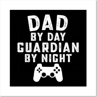 Mens Dad by Day Guardian By Night Gaming Gamer Dad Posters and Art